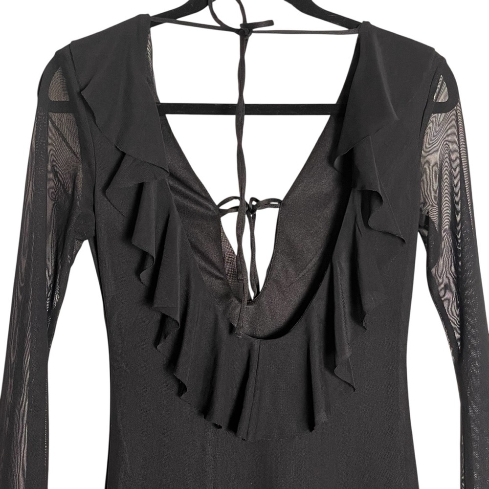 Princess Polly Maskell Long Sleeve Maxi Dress Black Sheer — Size 4 - Picture 6 of 14